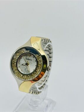 Elegant Solaris Women’s Watch – Gold & Silver, Crystal Accents, Fully Functional